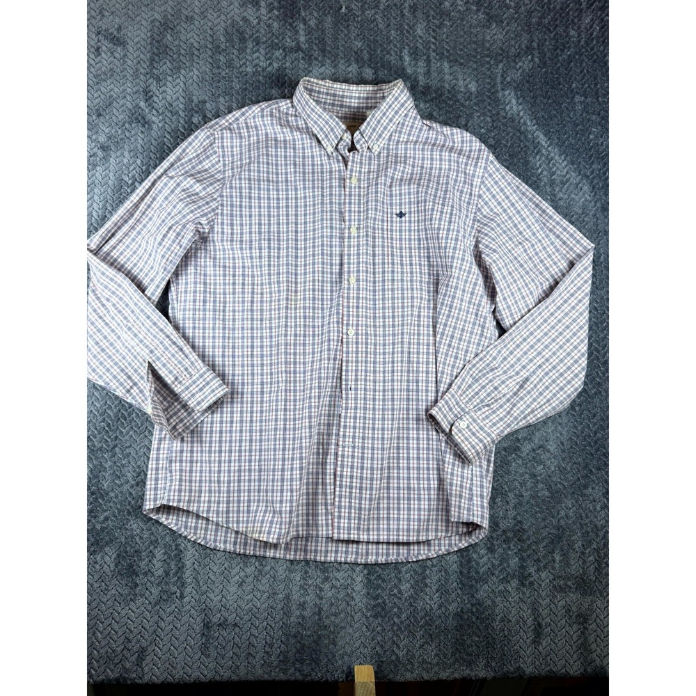 Dockers Shirt Men XL Multicolor Plaid Cotton Long Sleeve Logo Casual Button Down